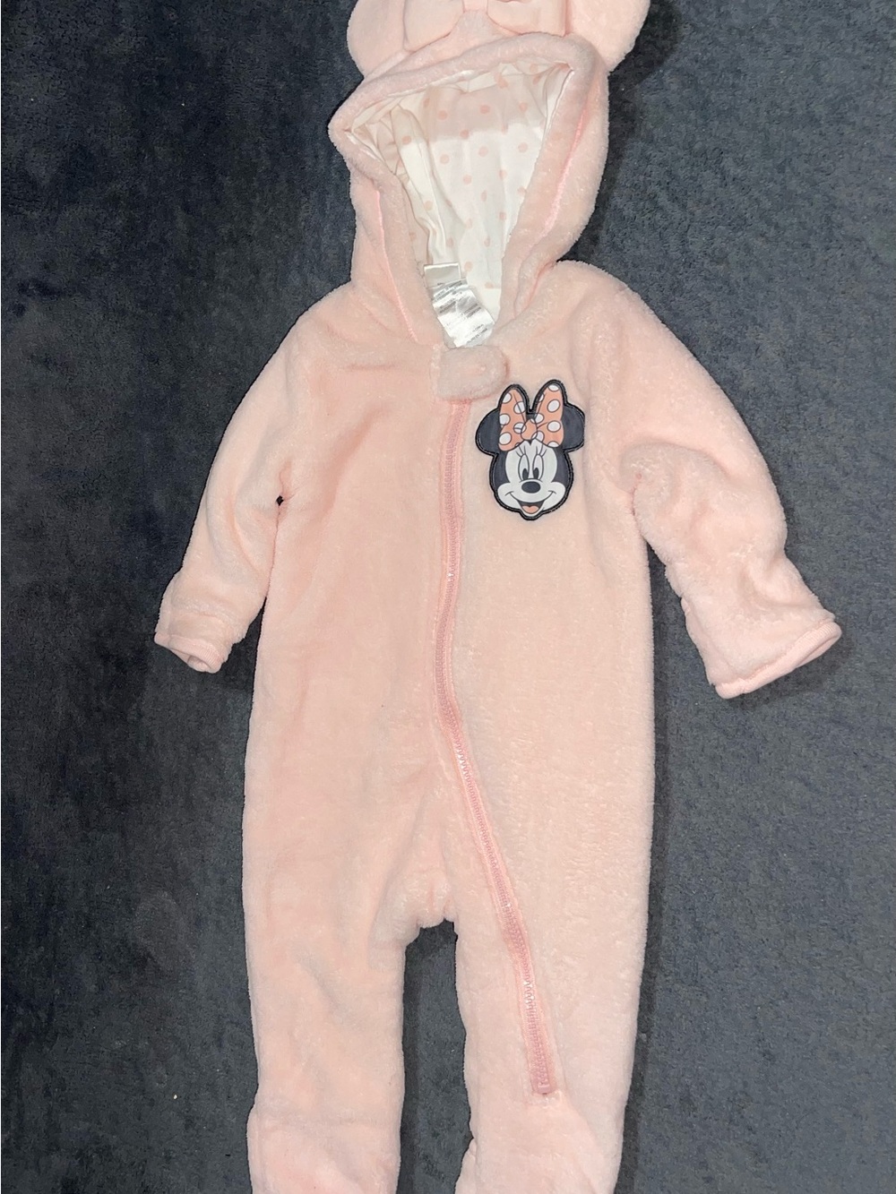 Disney Pink Plush Minnie Hooded One-Piece Footie